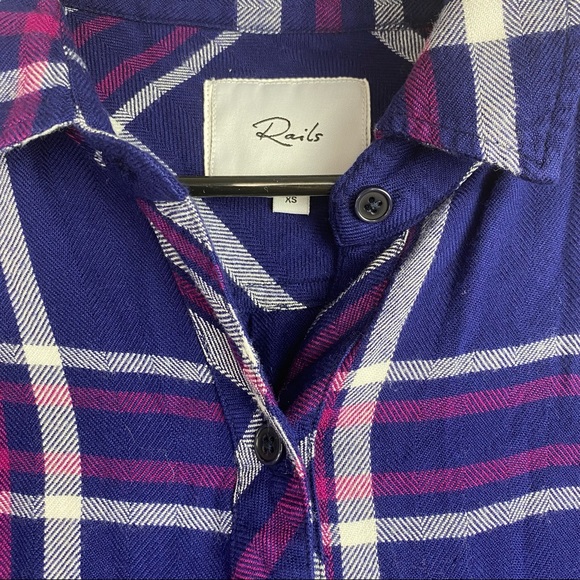 Rails Purple HUNTER NAVY ORCHID Button Up TOP XS - Picture 5 of 7